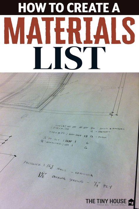 Materials List For Building A House, Material List For Building A House, Construction Materials List, Decluttering List, Cheap Tiny House, Bedroom Plan, Crew Chief, Bill Of Materials, Decking Screws