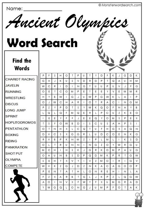 nice Ancient Olympics Word Search Cottage School, Ancient Olympic Games, Ancient Olympics, Olympics Activities, Free Printable Word Searches, Classroom Arrangement, Pentathlon, Summer Dance, Word Search Printables