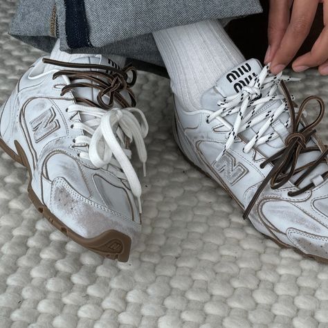 When you’ve never wanted a pair of sneakers this badly 👟 🔎 New Balance Sneakers, Miu Miu x NB, Tending Sneakers Miu Miu New Balance Outfit, New Balance X Miumiu, Miu Miu New Balance, Miu Miu Sneakers, Sneakers 2024, New Balance Outfit, Heels Aesthetic, Shoe Wishlist, Miu Miu Shoes