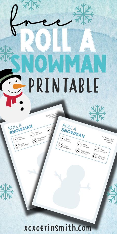 free roll a snowman dice game printable for kids Dice Snowman, Snowman Dice Game, Roll A Snowman, Snowman Printable, Snowman Games, Roll A Dice, Classroom Holiday Party, Snowmen Activities, Rather Questions