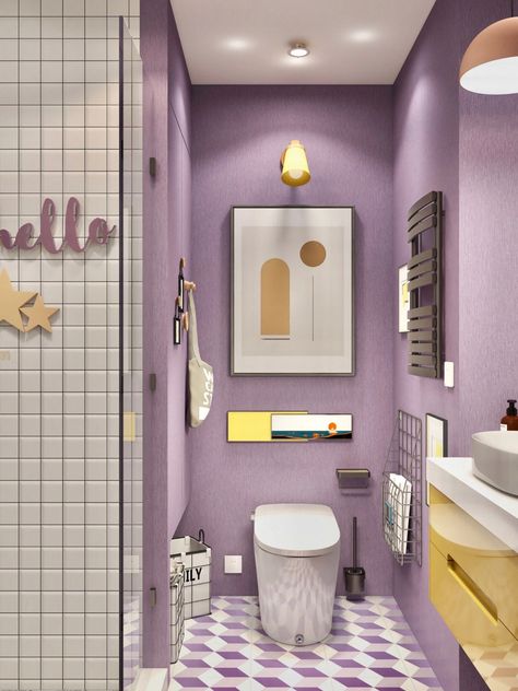 Best Purple Bathroom Design Idea for 2021 | TONA Bath Marble Bathroom Shower Tile, Small Downstairs Bathroom, Small Downstairs Toilet Ideas, Downstairs Toilet Ideas, Mint Bathroom, Green Bathroom Ideas, Lavender Bathroom, Small Downstairs Toilet, Tiny Bathroom Ideas