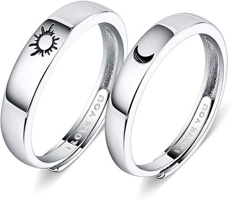 Sun And Moon Matching, Friendship Promise, Morning Moon, I Love You Ring, Matching Promise Rings, Best Friend Rings, Matching Couple Rings, Friend Rings, Romantic Words