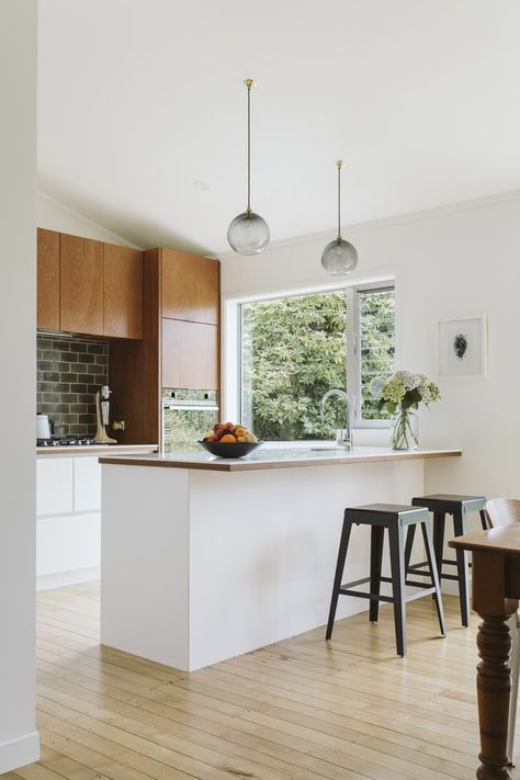 A 60s/70s home is tastefully renovated in New Plymouth | homestyle 1960s House Renovation, 60s House, 1960s House, Home Made Simple, 70s House, 70s Home, New Plymouth, Mid Century Modern Kitchen, Design Your Home