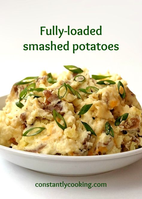 Fully loaded smashed potatoes – Constantly Cooking Boiled Smashed Potatoes, Loaded Smashed Potatoes, Smashed Loaded Baby Potatoes, Vegan Smashed Potato Salad, Hunters Smashed Potatoes, Smashed New Potatoes, Crispy Herb Smashed Potato Salad, Natasha’s Kitchen Smashed Potato Salad, Gold Potato Recipes