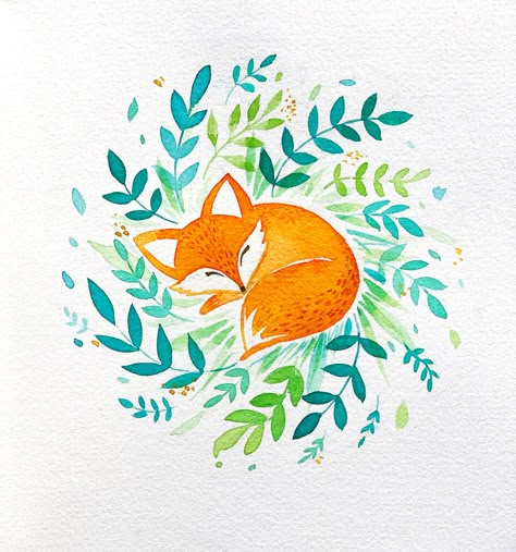 MichaelsResolution Announcement – Natalia Nazarian Fall Illustration Art, Fall Watercolor Paintings, Fox Illustration Drawing, Cute Fox Art, Cute Fox Illustration, Fall Drawing Ideas, Akvarel Illustration, Fox Sleeping, Fall Drawings