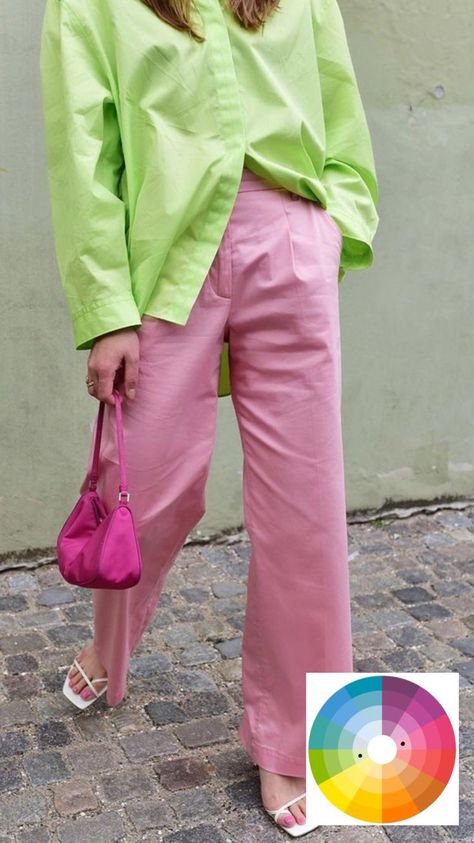 Lime And Pink Outfit, Complementary Colors Fashion, Lime Outfit, Lime Green Outfit, Lime Green Outfits, Green Outfits For Women, Art Outfits, Coloring Ideas, Wardrobe Tips