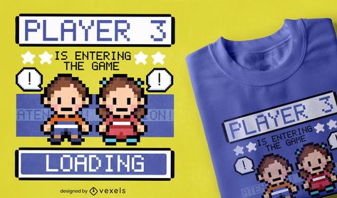 Art Tshirt Design, Pixel Design, Pixel Art Games, T Shirt Design Vector, Pixel Games, Gaming Merch, Pixel Art Design, Game Characters, Retro T Shirt