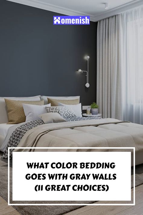 A bedroom is never complete without bedding. After all, a beautiful bedspread and comforter can add the much needed color to a gray walled bedroom. A well-coordinated bedding color scheme that goes with gray walls can definitely refresh the whole room. Bedding To Go With Grey Walls, Master Bedrooms Dark Gray Walls, Bedding For Gray Walls, Grey Walls Bedroom Color Schemes, What Color Bedding Goes With Gray Walls, Gray Bedrooms, Gray Walls Bedroom, Silver Duvet Cover, Guest Bedroom Colors