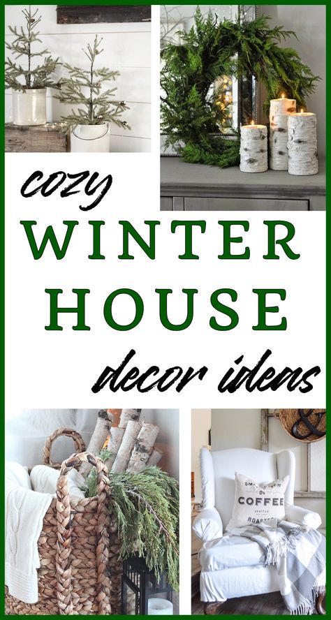 Need help going from Christmas home decor to winter decor! You're in the right place! In this post you'll see lost of creative ways to get that cozy vibe from your winter decor - & it's very easy to transition from what you have up already for Christmas! Keep reading to get some pro-tips & discover some common elements in the coziest winter decor out there - in rustic farmhouse style! Cheap, easy, & cozy decorating ideas for after Christmas! No Christmas Winter Decor, Subtle Winter Decor, Winter Decor After Christmas House, Winter Home Decorating, Winter Decor For Mantle, Winter Mantel Decorating Ideas After Christmas, Winter Coffee Bar Decor, After Christmas Decor Winter Decorations Living Rooms, Winter Decor Ideas For The Home Cozy