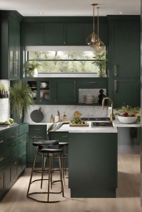 Explore the 2024 Best Wall Paint Color: Black Forest Green 2146-10 by Benjamin Moore for an awe-inspiring kitchen transformation. Elevate your space with this stunning shade! #Ad #homedecor #homedesign #kitchen #Painthome interiorarchitecture best Wall Colors for kitchen Colors
Bright Room Colors
best colors combinations 
Home Remodeling
Modern Paint Colors
2024 Dark Green And Black Kitchen, Black Forest Green Benjamin Moore, Forest Green Kitchen Cabinets, Forest Green Kitchen, Bright Room Colors, Benjamin Moore Kitchen, Green Kitchen Walls, Best Wall Paint, Best Wall Colors