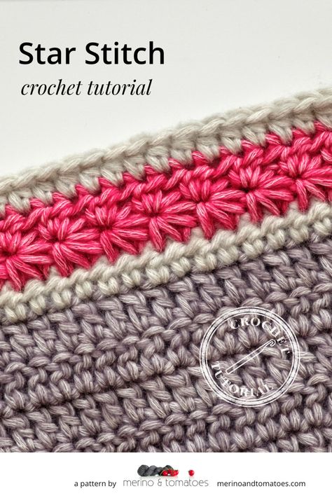 Crochet Tutorial: Star Stitch – merinoandtomatoes Crochet Star Stitch Blanket, Star Stitch Blanket, Double Crochet Two Together, Half Treble Crochet, Star Stitch Crochet, Crochet Star Stitch, Stitch Head, Decorative Crochet, Treble Crochet