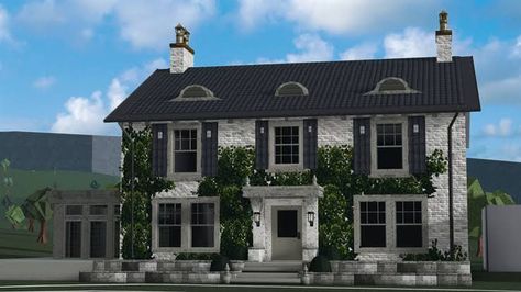 Cottage Core Bloxburg House, Bloxburg Cottage, Winter House Exterior, Castle House Design, Colonial House Exteriors, Parisian House, Two Story House Design, Luxury Houses Mansions, Diy House Plans