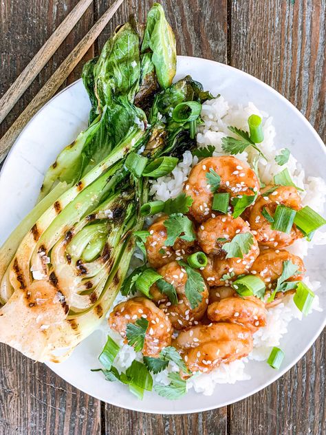 Sweet and Spicy Shrimp with Coconut Rice (Gluten Free, Dairy Free) Gluten And Dairy Free Shrimp Recipes, Shrimp Fried Rice Gluten Free, Coconut Rice And Shrimp Recipe, Gf Coconut Shrimp, Tropical Shrimp Rice Bowl, Spicy Shrimp Recipes, Sweet And Spicy Shrimp, Shrimp And Rice Recipes, Coconut Rice Recipe