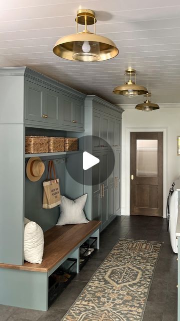 Jennifer Gizzi on Instagram: "I’ve got laundry rooms on my mind! 

This project was definitely born from a love of function and beautiful things.  This room was the first room that most people saw when they entered our home.  Creating a space that functioned as a laundry room, mudroom, and a beautiful first impression to our home took quite a bit of intention.  @rejuvenation made this task so much easier with their timeless lighting and hardware finishes, gorgeous storage and all the perfect accessories… did you catch that rug? 😍

Would you want this laundry room?

Comment Laundry and I’ll send you all the sources! 

 #LaundryRoomMakeover #RejuvenationHome #projectcollective #rejuvenationpartner" Laundry Room And Guest Bedroom Combo, Laundry Room Fridge, Bootility Room, Laundry Room Mud Room Combo, Mudroom And Laundry Room Combo, Mud Bench, Laundry Room/mud Room, Hill Country Homes, Room Entrance