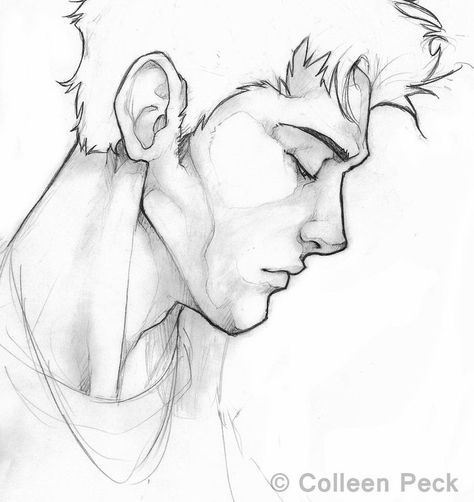 Sketch of a man in profile Guys Side Profile Drawing, How To Shade Side Profile, Side Profile Shading Reference, Drawing Boys Faces, Boy Side Profile Drawing, Side Profile Shading, Guy Side Profile Drawing, Edward Cullen Drawing, Adam Parrish