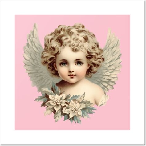 Vintage Ephemera Cherub by ai-art-originals Printable Backgrounds, Angel Lovers, Retro Illustrations, Poinsettia Flowers, Cherub Angel, Angel Images, Poinsettia Flower, Christmas Graphics, Christmas Poinsettia