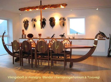 Per Previous Pinner: I want this table and chairs for my dining room. Viking Home Decor, Viking House, Viking Decor, Dining Furniture Makeover, Viking Designs, Viking Ship, Outdoor Dining Furniture, Cheap Home Decor, Room Table