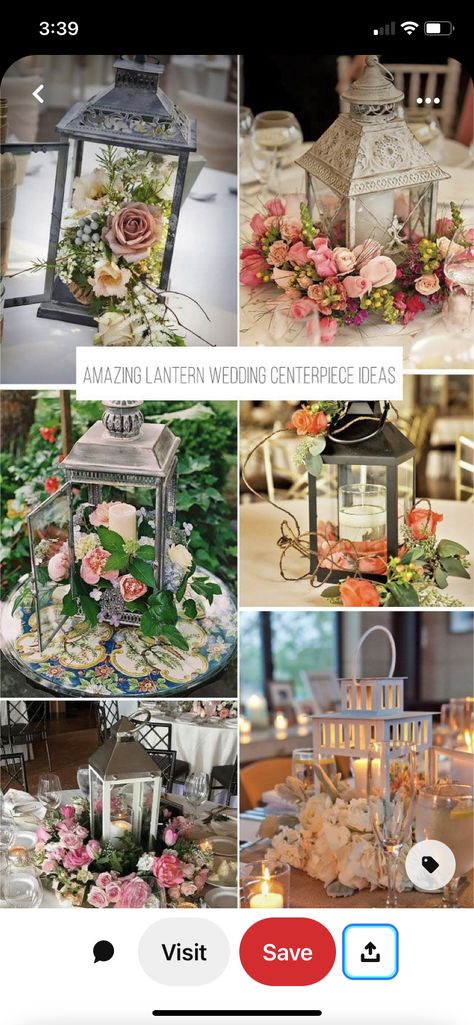 Lantern Floral Arrangements Diy, Wooden Box With Flowers Centerpieces, Lantern Centerpieces For Wedding, Laterns Table Centerpieces Wedding, Vintage Romantic Wedding Decor, Lantern Centerpiece Wedding Rustic, Cheap Wedding Table Centerpieces, Ruangan Studio, Wedding Centerpiece Ideas