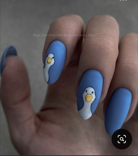 Goose Nail Art, Goose Nails, Dinosaur Nail Art, Dino Nails, Cartoon Nails Acrylic, Dinosaur Nails, Nail Art Cartoon, Cartoon Nail Designs, Animal Nail Designs