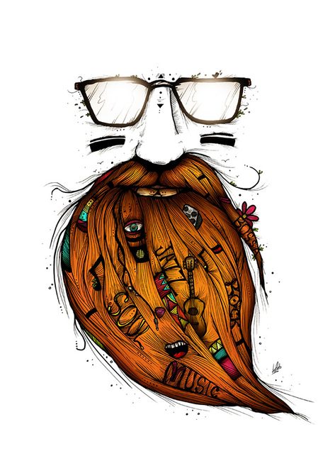 Beard Me Some Music on Behance Beard Illustration, Beard Art, Symbole Viking, Music Coloring, Art Watercolor, Funny Animal, A Drawing, Illustrations Posters, Drawing Inspiration