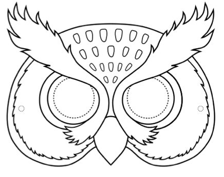 For this art lesson I provided a A4 sheet with a blank outline of an owl mask. Students should colour the owl’s face and then carefully cut around the outside and inside the eyes. I found thi… Printable Coloring Masks, Printable Animal Masks, Animal Masks For Kids, Coloring Mask, Owl Mask, Owl Costume, Printable Masks, Felt Mask, Bird Masks