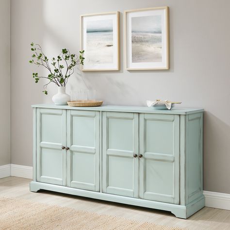 Buffet Cabinet Coastal, Coastal Buffets And Sideboards, Entryway Cabinet Ideas, Traditional Sideboard, Farmhouse Sideboard, Sideboards Living Room, Seafoam Blue, Barclay Butera, Beach Bungalow