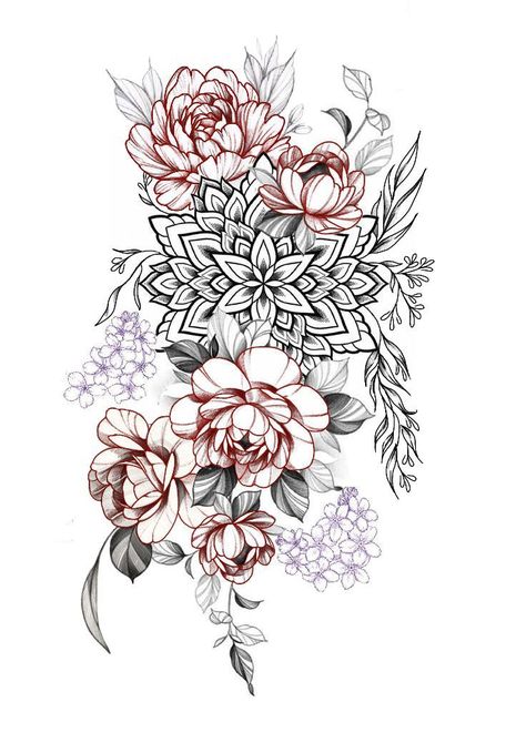 Upper Back Leg Tattoos Women, Tattoo Ideas Female Thigh Unique, Geometric Throat Tattoo, Mandala Tattoo Sleeve Women, Mandala Thigh Tattoo, Mandala Tattoos For Women, Back Of Leg Tattoos, Floral Back Tattoos, Floral Mandala Tattoo