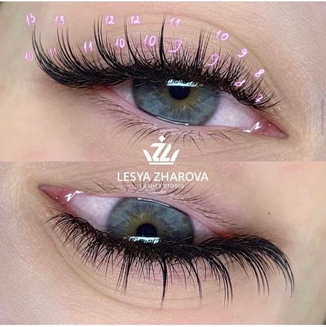 Siren Eye Lashes, Fox Eye Lash Extensions Mapping, Wet Lash Map, Wispy Fox Eye Lash Extensions, Esthetics Tips, Lash Extensions Styles Mapping, Wispy Wet Lash Extensions, Eyelash Extensions With Color, Doll Lash Extensions