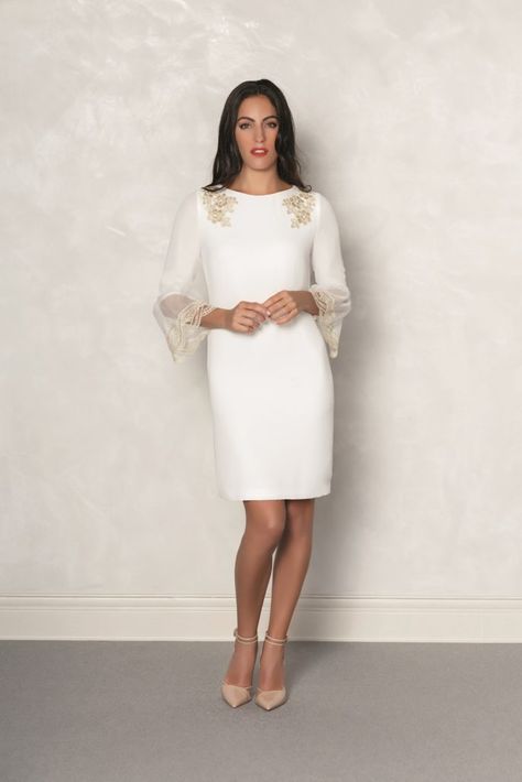 vestidos-de-mamá-para-comunión Cold Shoulder, Shoulder Dress, Cold Shoulder Dress, White Dress, Lookbook, White