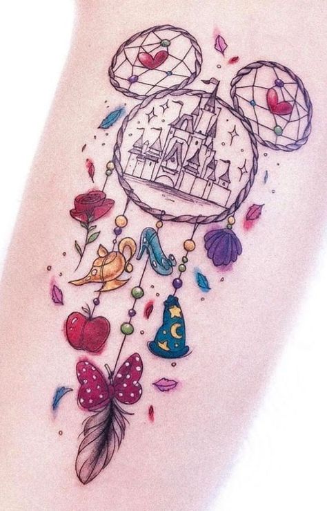 Filtro dos sonhos Disney|#tattoo #handtattoo #tattoos #tattooart 722 Disney Dreamcatcher Tattoo Ideas, Dream Catcher Disney Tattoo, Disney Tattoos Hand, Disney Dream Catcher Tattoo, Watercolor Disney Tattoo, Disney Dream Catcher, Disney Thigh Tattoo, Disney Watercolor Tattoo, Disney Inspired Tattoos