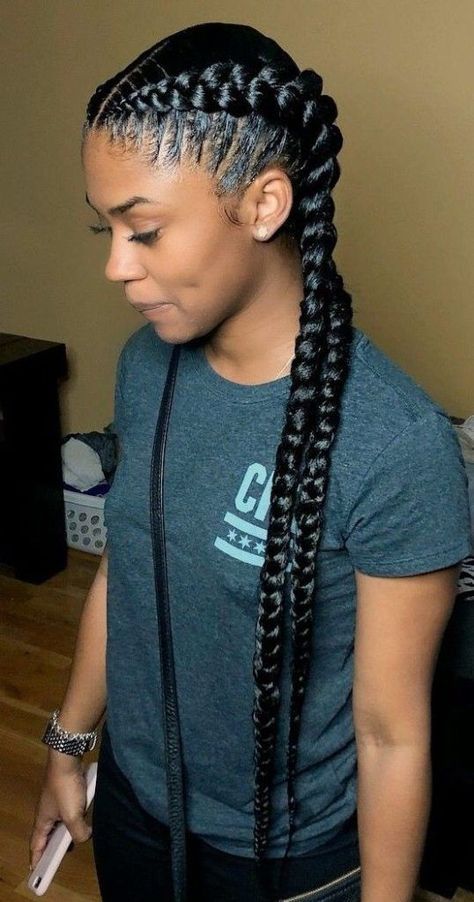 Ghana Braid Styles, Two Braid Hairstyles, Ghana Braids, Feed In Braids Hairstyles, Braids Styles, African Hair Braiding Styles, Wig Color, Girls Hairstyles Braids, Long Bob Hairstyles