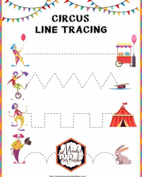 Get this free printable pack of circus preschool activities to help keep your little one busy! | Mandy's Party Printables Circus Theme Worksheets Preschool, Circus Small Group Activities, Fun At The Fair Preschool Theme, Carnival Crafts Preschool Circus Theme, County Fair Activities For Preschool, Circus Art Activities For Preschool, Carnival Themed Preschool Activities, Circus Theme Preschool Activities Free Printables, Circus Theme Toddler Activities