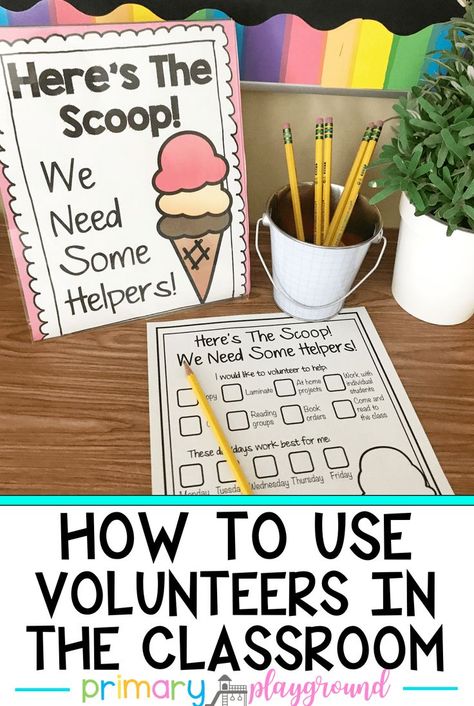 How To Use Volunteers In The Classroom #classroomvolunteers #classroommangement #classroomorganization #volunteers Primary Playground, Up Bulletin Board, Rainbow In A Jar, Classroom Volunteer, Spring Science, Parent Volunteers, Uno Cards, Guided Reading Groups, Student Guide