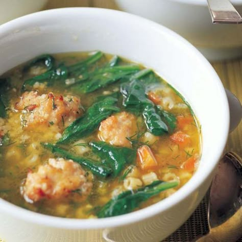 Italian Wedding Soup - Barefoot Contessa Soup Weather, Delicious Meatballs, Italian Wedding Soup Recipe, Barefoot Contessa Recipes, Homemade Chicken Stock, Ina Garten Recipes, Wedding Soup, Small Pasta, Barefoot Contessa