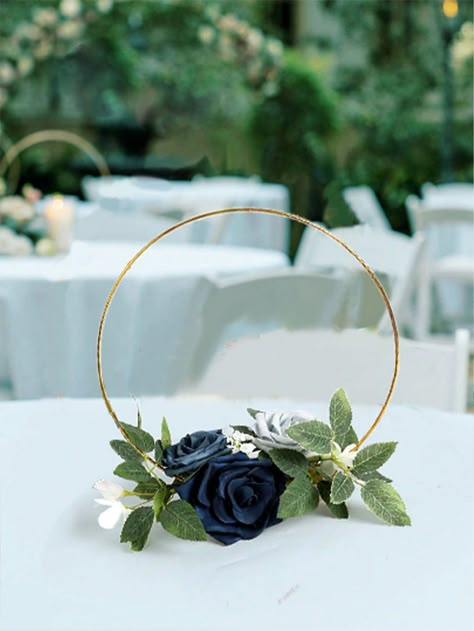 3pcs/Set Holder Hoop Wreath Floral Centerpieces For Sweetheart Table, Head Table, Ceremony Reception Artificial Flowers Decorations Party Birthday,Spring Flowers, Spring Decorations Blue         Home Decor, size features are:Bust: ,Length: ,Sleeve Length: Table Centerpieces For Graduations, Bohemian Wedding Decorations Table, Table Decorations For A Wedding, Hula Hoop Table Decoration, Centerpieces With Crystals, Gold Hoop Floral Centerpiece, January Wedding Centerpieces Simple, Simple Nautical Centerpieces, Blue And Silver Flowers