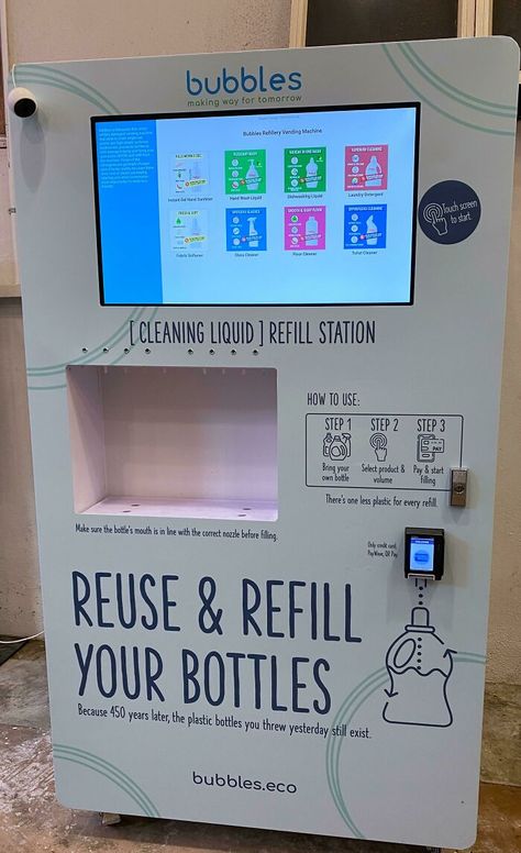 Owning A Laundromat, Refill Station Design, Recycle Machine, Refill Store, Laundromat Business, Refill Shop, Refill Station, Self Service Laundry, Laundry Business