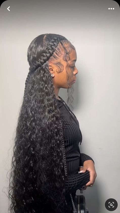 Hairstyle Sew In Black Women, Cute Hairstyles For Basketball Pictures, Curly Hair See In, Hair Tutorials Half Up, Swoop With Weave, Cute Hairstyles With Color, Braided Hoco Hairstyles, 22nd Birthday Hairstyles, Hairstyles With Leftover Braiding Hair