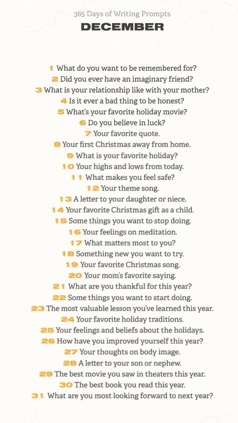 December Journal Prompts 365 Days Of Writing Prompts, December Prompts, December Journaling, Kittens White, 365 Questions, December Journal, 30 Day Writing Challenge, December Writing, Monthly Journal