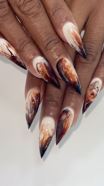 🎨 SU NGUYEN 🎨 on Instagram: "Ice coffee and cream nails ☕️☕️☕️ Or cold brew, brown sugar oat milk shaken espresso What’s the name for this ?   ★𝐒𝐚𝐮𝐯𝐚𝐠𝐞_𝐀𝐫𝐭𝐢𝐬𝐭𝐫𝐲★ 𝙽𝚊𝚒𝚕 𝙰𝚛𝚝 𝚋𝚢 𝚂𝚞  . . . . . . . . . . . . . #fallnails #nailart  #nailartist #artist #aesthetic #naildesign #nails #fall #nailsinspiration #aestheticnails #nailalabama #birminghamnails #alabamanails #alabamanailartist  #nailtrend #trending #nailinspo  #nails #naildesigns #nailfeed #handpaintednails #freestylenails #abstractnails  #nailsdesign #brownnails #coffeenails #espressonails  #marblenails #nailsart" Coffee Themed Nails, Latte Nail Art, Coffee Nail Art, Espresso Nails, Oat Milk Shaken Espresso, Alabama Nails, Milk Nails, Shaken Espresso, Cream Nails