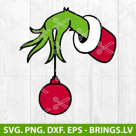 Grinch Hand with Ornament SVG, Grinch Hand SVG, Christmas Grinch Arm With Ornament, Grinch Hand With Ornament, Grinch Svg Free, Grinch Hand, Grinch Face Svg, Handpainted Christmas Ornaments, Grinch Hands, All Crafts, Svg Grinch