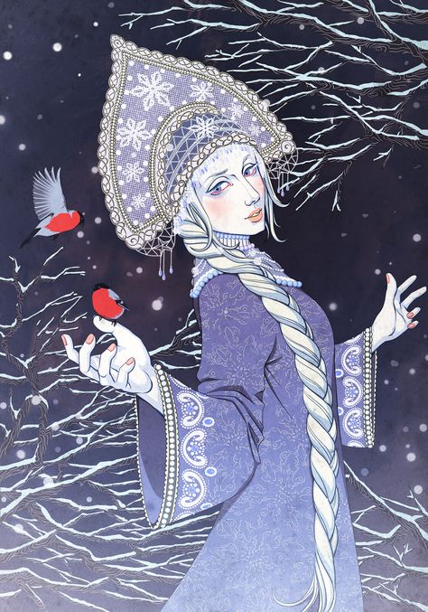 Russian Mythology, Snow Queen Illustration, The Craft Movie, Slavic Culture, Snow Maiden, Princess Fairy, Dark Christmas, Russian Culture, Russian Style