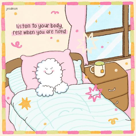 Embrace the power of rest. It’s a chance to recharge and come back stronger.☁️💖 #jessdessin #mrbubbles #fenbobo #nimbus #illustration #cuteillustration Bubblegum Core Aesthetic, Quotes To Feel Better, Quotes About Rest, Rest Quote, Better Things Are Coming, Irene Aesthetic, Preppy Quotes, Cute Motivational Quotes, General Quotes