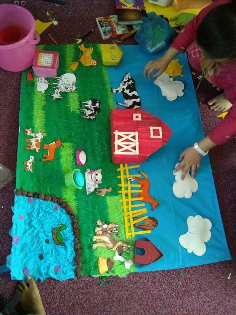 Animals Board Preschool, Farm Animals Board Ideas, Farm Animals Activity For Preschoolers, Animal Theme Board For Preschool, Farm Animals Art And Craft, Farm Animals Projects For Kids, Farm Projects Preschool, Farm Activity Preschool, Farm Animal Activities For Preschool