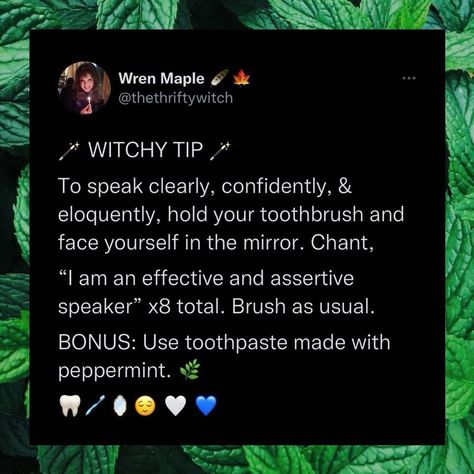 Wren Maple on Instagram: “EDIT: WHY IS NO ONE COMMENTING THE TOOTHBRUSH EMOJI C’MON Y’ALLL 🥲🥲🥲 Drop the toothbrush emoji if you’re doing this tn 🪥👇🏻 • • • • • • •…” Witchy Tips, Instagram Edit, Witchcraft Spell Books, Spells Witchcraft, Spiritual Inspiration, Spell Book, Wren, Brushing, Brushing Teeth