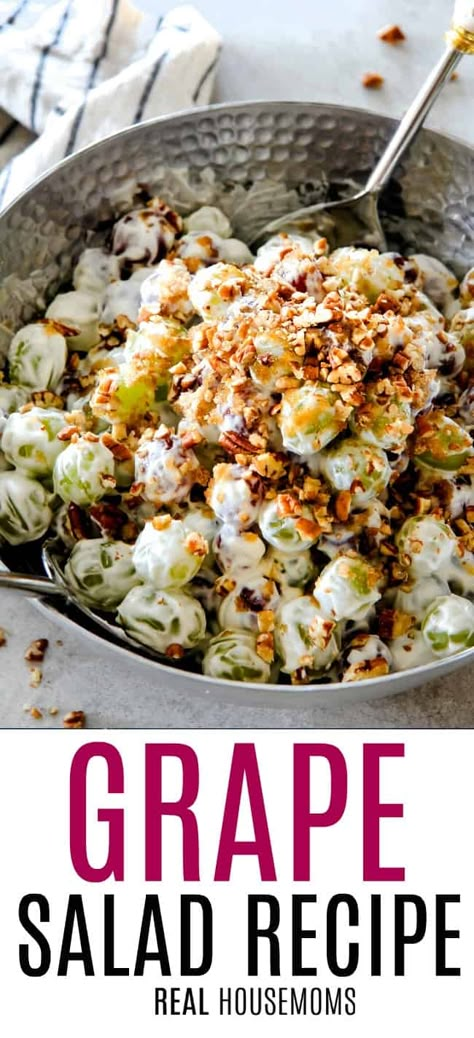 Refreshing Grape Salad packed with grapes in a silky sweet cream cheese dressing.  You can make this salad ahead of time for the perfect stress-free potluck or dinner side that everyone will love! Cream Cheese Dressing, Cookout Dishes, Grape Salad Recipe, Cold Side Dishes, Potluck Salad, Easy Potluck, Potluck Side Dishes, Cookout Side Dishes, Dinner Side