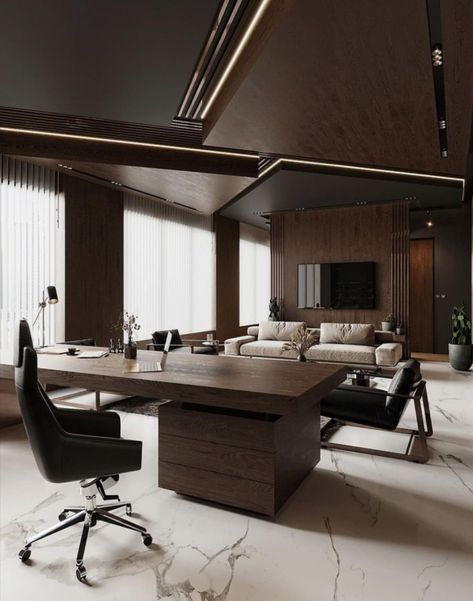 Masculine Office Aesthetic, Lux Office Design, Big Office Room Luxury, Luxury Office Interior Ceo Women, Modern Mansion Office, Fancy Office Ideas, Ceo Office Aesthetic, Big Office Ideas, Modern Ceo Office Design