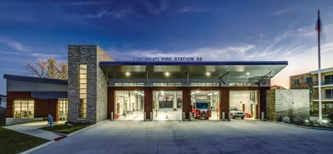 Cincinnati Fire Station 35 | MSA Design Fire Station Architecture Design, Fire Station Design, Tudor Homes, Landscape Architecture Plan, Fire House, Dream Mansion, Tudor House, Natural Ventilation, House Fire