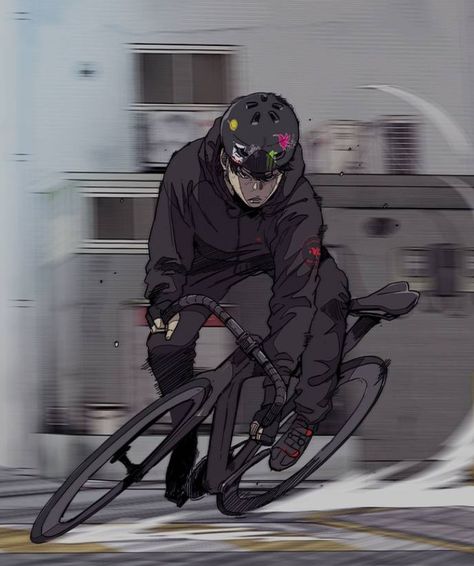 Bicycle Cafe, Jay Jo, Windbreaker Webtoon, Peaky Blinders Characters, Bike Illustration, Biker Aesthetic, New Bicycle, Gear Art, Fixed Bike