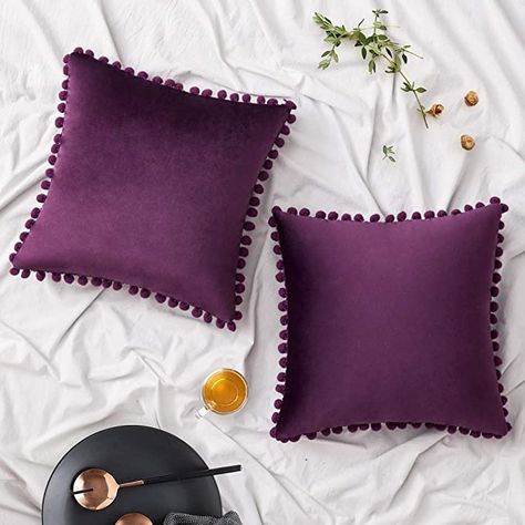 Draps Design, Light Blue Pillows, Natural Throw Pillows, Designer Bed Sheets, Purple Cushions, Purple Throw Pillows, Leather Throw Pillows, Couch Pillow Covers, Orange Throw Pillows