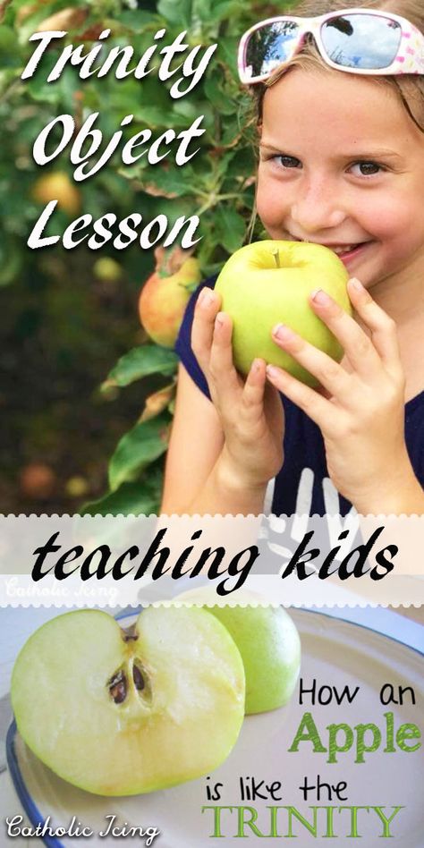 Here is a Trinity object lesson for kids about how apples are like the Trinity. There is also a great Trinity book for kids here! #catholicicing #trinityforkids Apple Trinity Lesson, Trinity Sunday Craft, Trinity Sunday School Lesson, Trinity Crafts For Kids Sunday School, Holy Trinity Crafts For Kids, Trinity Crafts For Kids, School Quizzes, Trinity Craft, Kindergarten Sunday School